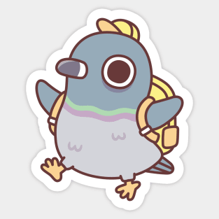 Cute Little Pigeon With Yellow School Bag Sticker